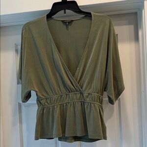 Lucky Brand Sage Green Wrap Blouse